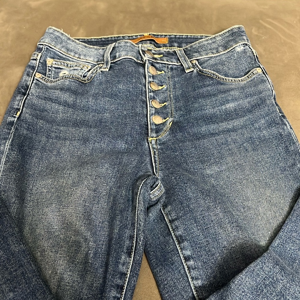 Joe’s Jean button fly five pocket distressed jeans The Charliehighriseskinnyankl